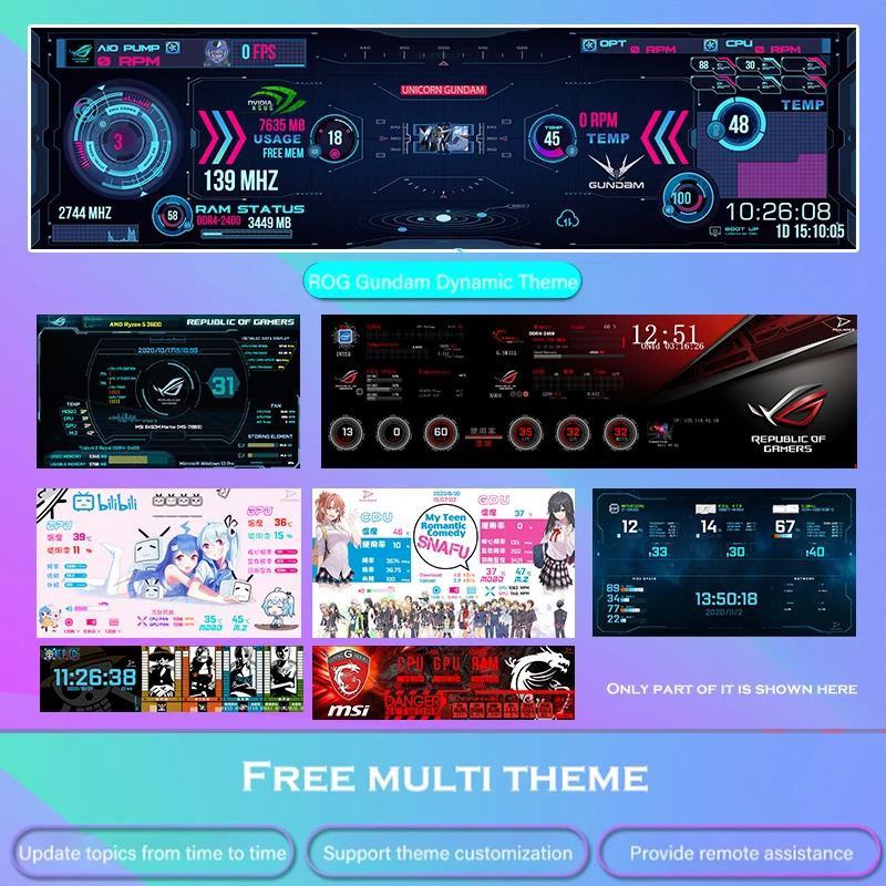 DIY Computer Secondary Screen Display For PC Hardware Temp. AIDA64/ IPS 2K 4K Touch Monitoring Control Or Live Dynamic Wallpaper |