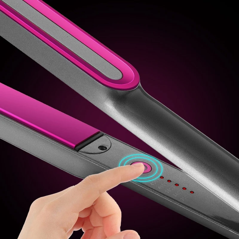 

Hair Straightener Plate Flat Iron Heat Adjustable Temperature Straightener Iron for All Hair Types EU Plug
