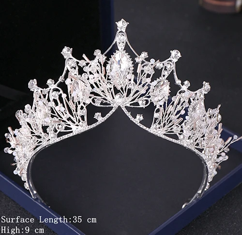 Silver В стиле барокко с украшениями в виде серебристых кристаллов и короны, свадебные аксессуары для волос свадебный венец тиара свадебная диадема головной убор Для женщин украшения для волос - Окраска металла: Silver