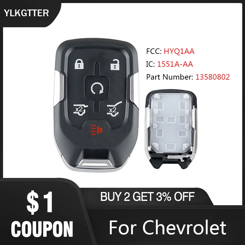 

YLKGTTER 6 кнопок смарт-пульт дистанционного управления брелок для Chevrolet Suburban Tahoe HYQ1AA для GMC Yukon XL 2015-2017 ключ оболочки костюм