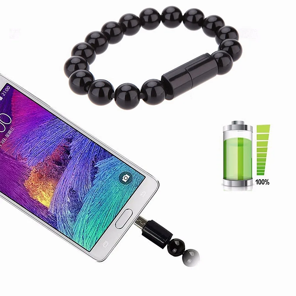Переносной зарядный usb кабель для браслета с бусинами iPhone Type C Micro USB xiaomi|Кабели