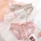 Женские кружевные трусы, сексуальное нижнее белье, женское повседневное нижнее белье с большим бантом, Прозрачное нижнее белье, женские трусы