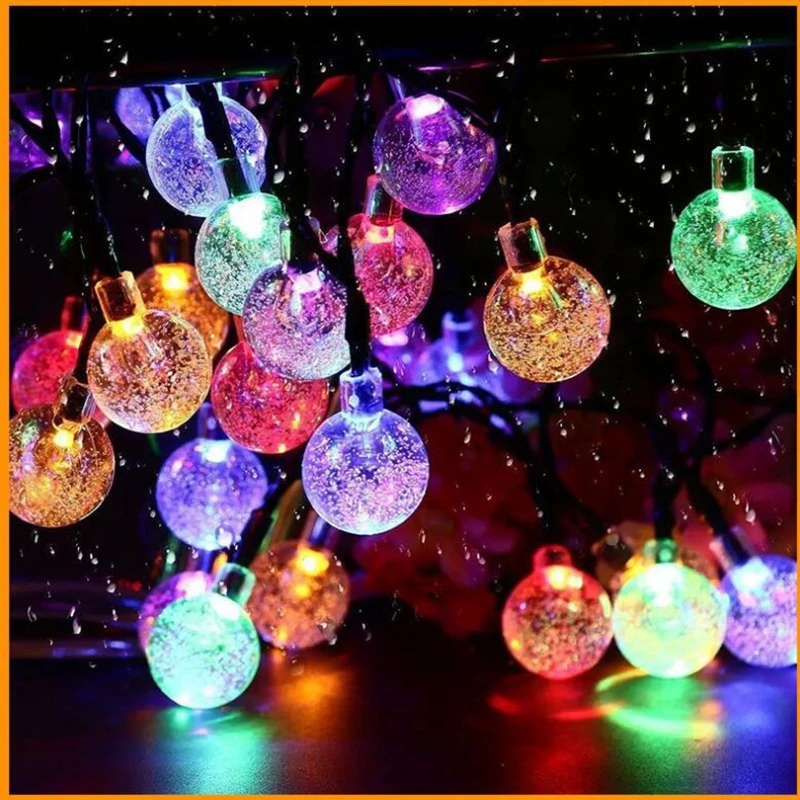 Solar Powered led Light String Outdoor Multicolor Crystal Globe Bulbs Waterproof Fairy Lights with 8 Lighting Modes Decoration f | Дом и сад