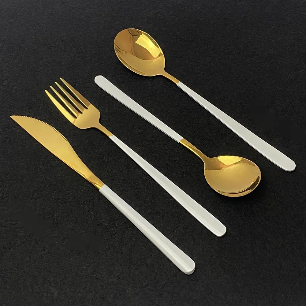 Набор столовых приборов из нержавеющей стали комплект 24 розового золота нож