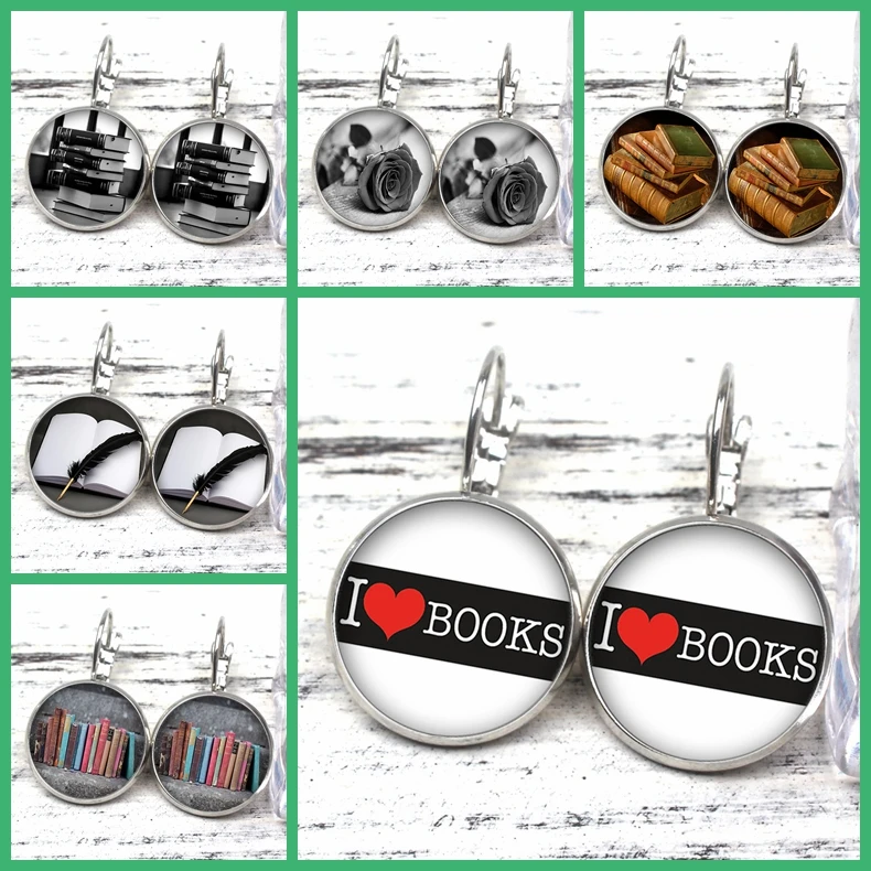 Винтажные милые серьги в стиле панк с рисунком книжки библиотеки готические