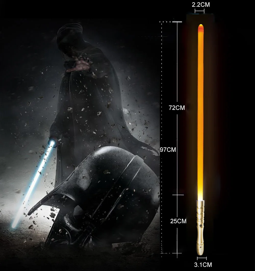 Golden HD orange Светильник saber со звуковым сигналом, светильник Jedi Sith Luke, подвесной светильник Saber Force, изменяющий цвет, с металлической ручкой - Цвет: Golden HD orange