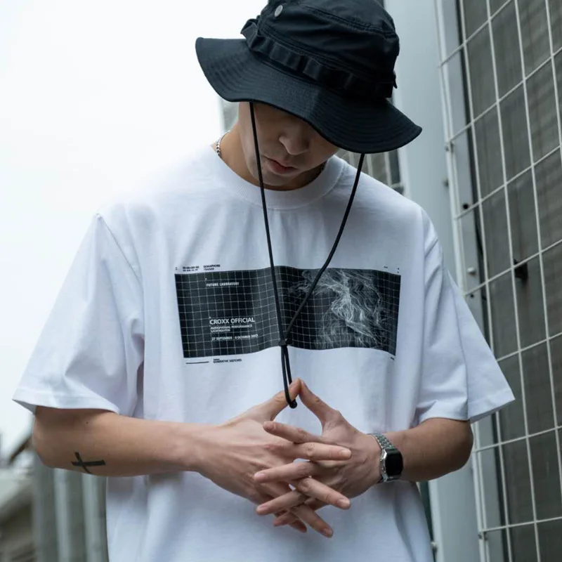 Мужская хлопковая футболка CROXX Techwear модная уличная в стиле хип-хоп панк | одежда