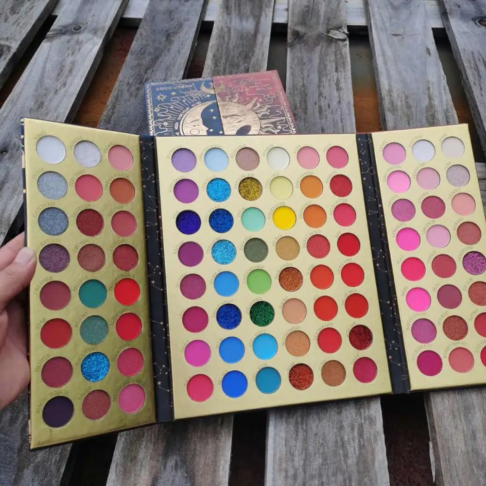 3 в 1 96 цветов Волшебная книга тени для век матовые блестящие Палитра неоновые
