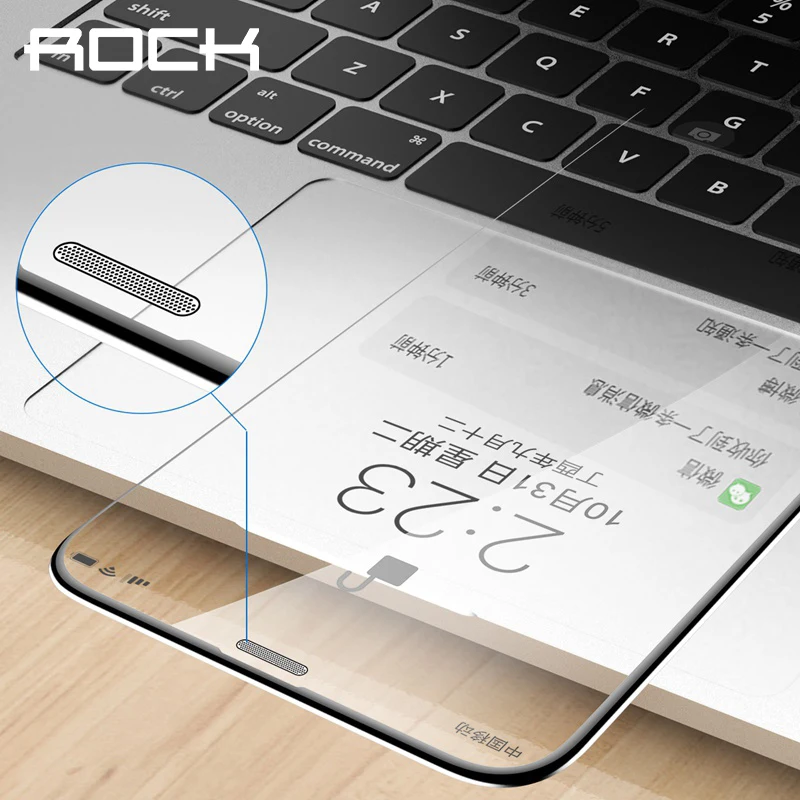 ROCK полное защитное закаленное стекло для iPhone X Xs Max 9H Защитное стекло для экрана для iPhone Xsmax пленка закругленные края покрытие стекло