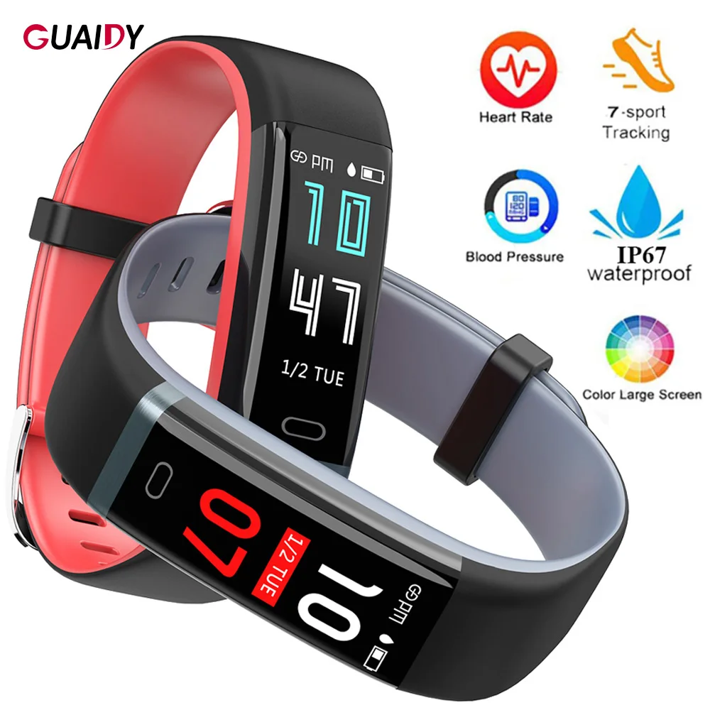 Двухцветные спортивные Смарт часы водонепроницаемый браслет с пульсометром