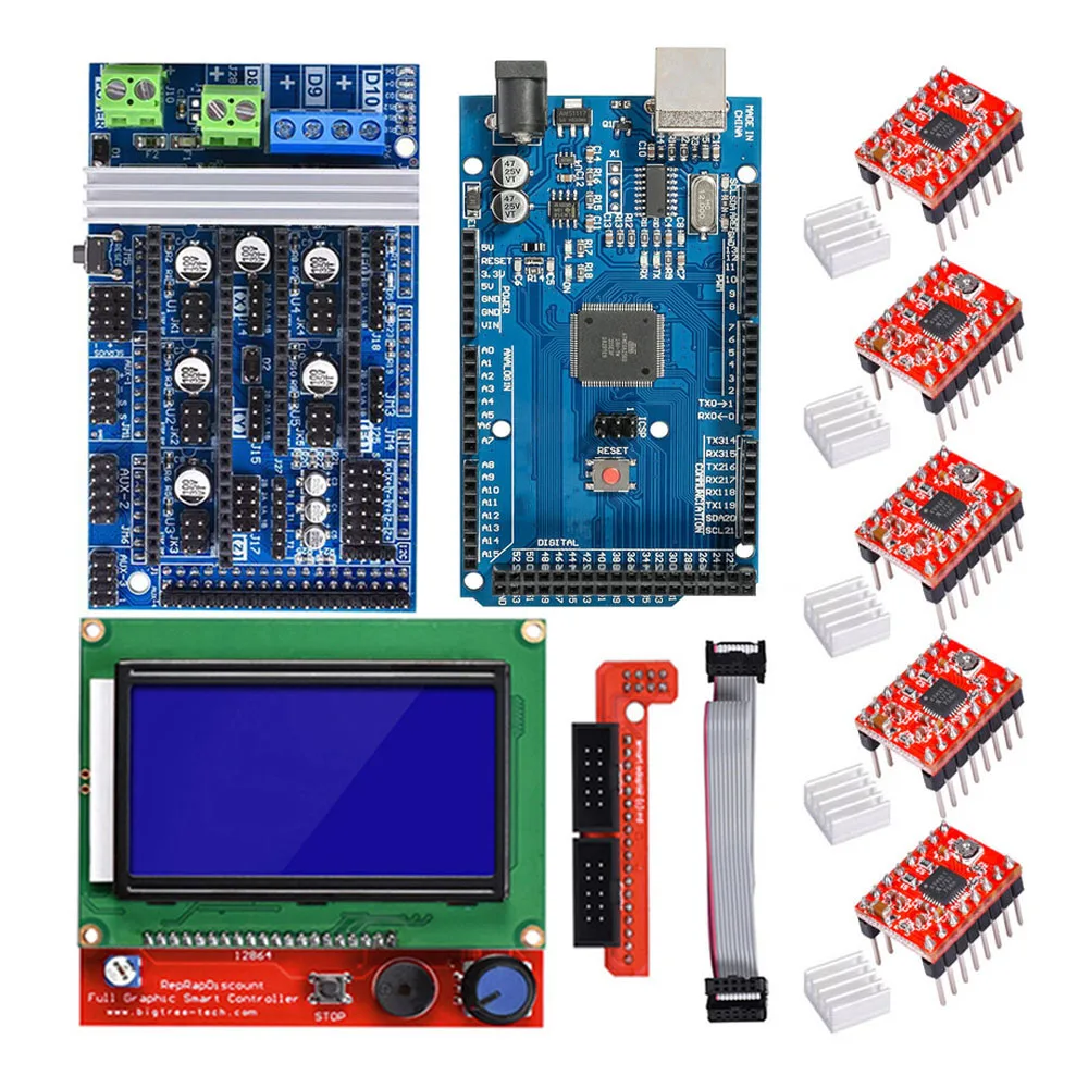 Комплект для 3D-принтера RAMPS 1 6 контроллер + плата Mega 2560 Драйвер шагового двигателя