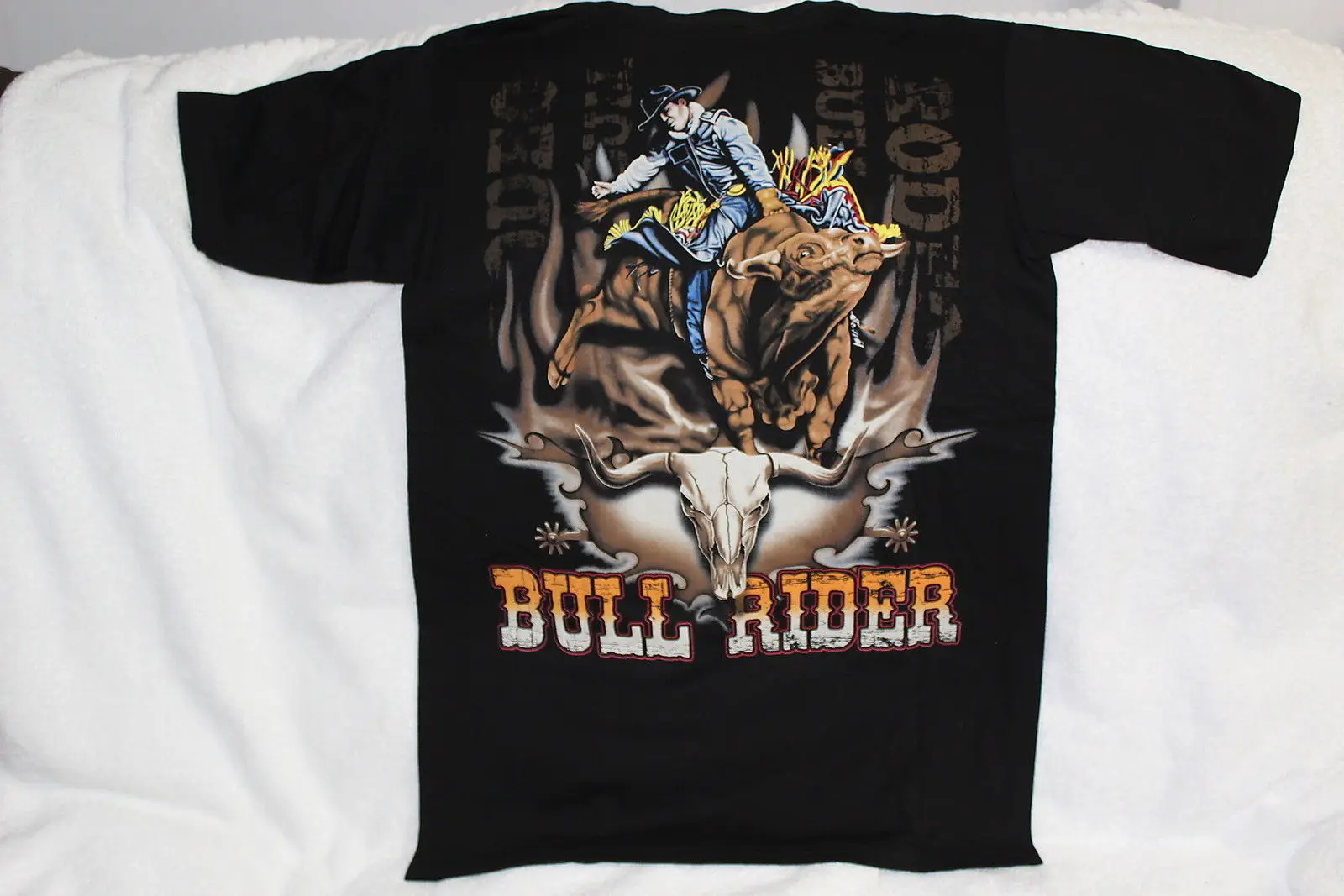 Ковбойская RODEO BULL RIDER с черепом быка футболка в стиле вестерн рубашка | Мужская