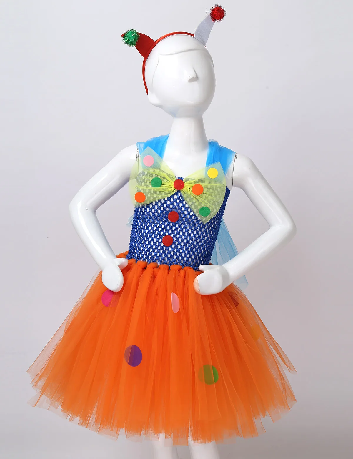 Дети девочки клоун костюм в горошек с цветочным принтом платье-пачка для девочек