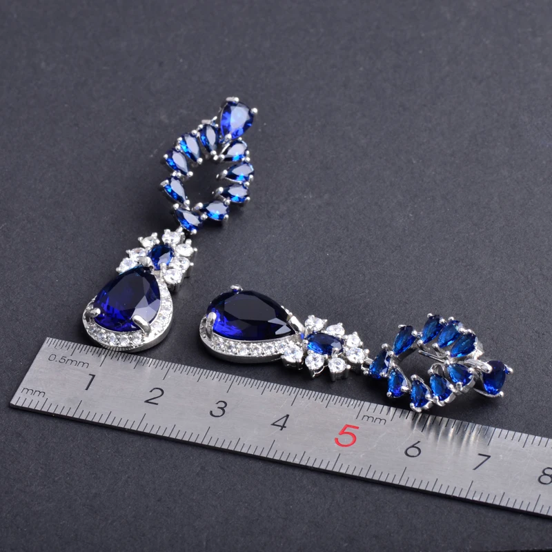 Новые стильные серьги-подвески CSJ с голубым кристаллом серьги в форме груши 10*14 мм