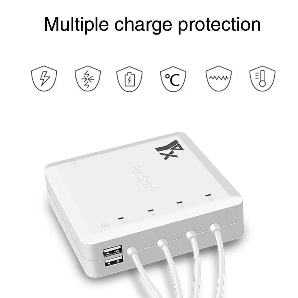 Новое быстрое зарядное устройство с 6 выходами 2 USB-портами и 4 адаптерами для