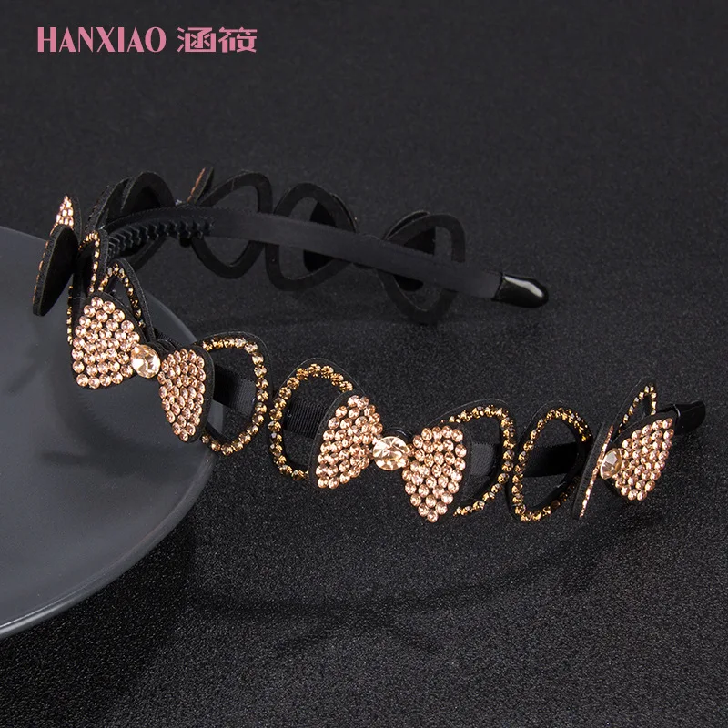 

Hairband female rhinestone hollow three-dimensional bow headband Korean adult female diamond-encrusted hairpin