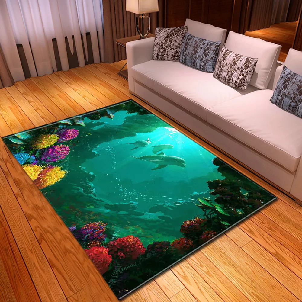 3d-коврик для океан с дельфином коврик балкона и кухни фланелевый детской комнаты