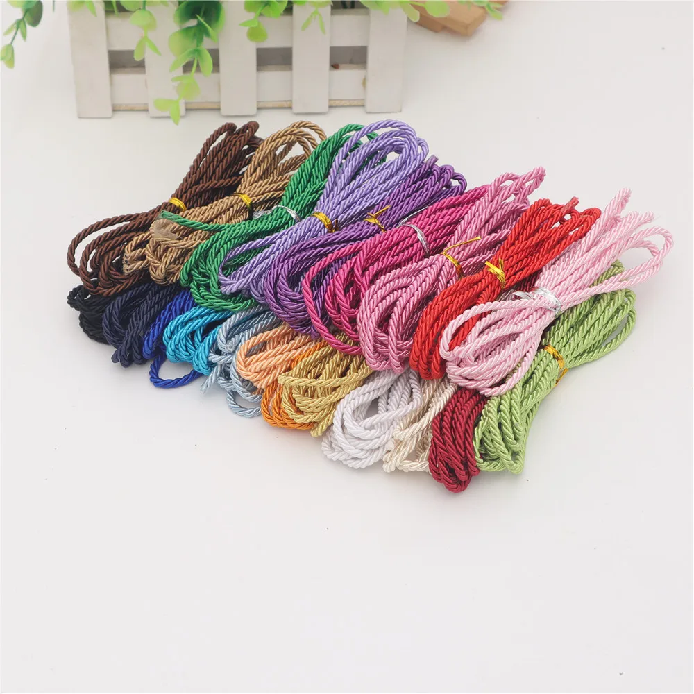 Плетеная нить для ювелирных изделий 3 мм многоцветная витая рукоделия аксессуары