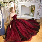 Свадебное платье-трапеция, черно-красное, готическое, без бретелек, с блестящими бусинами, не белое, винтажное, красочное
