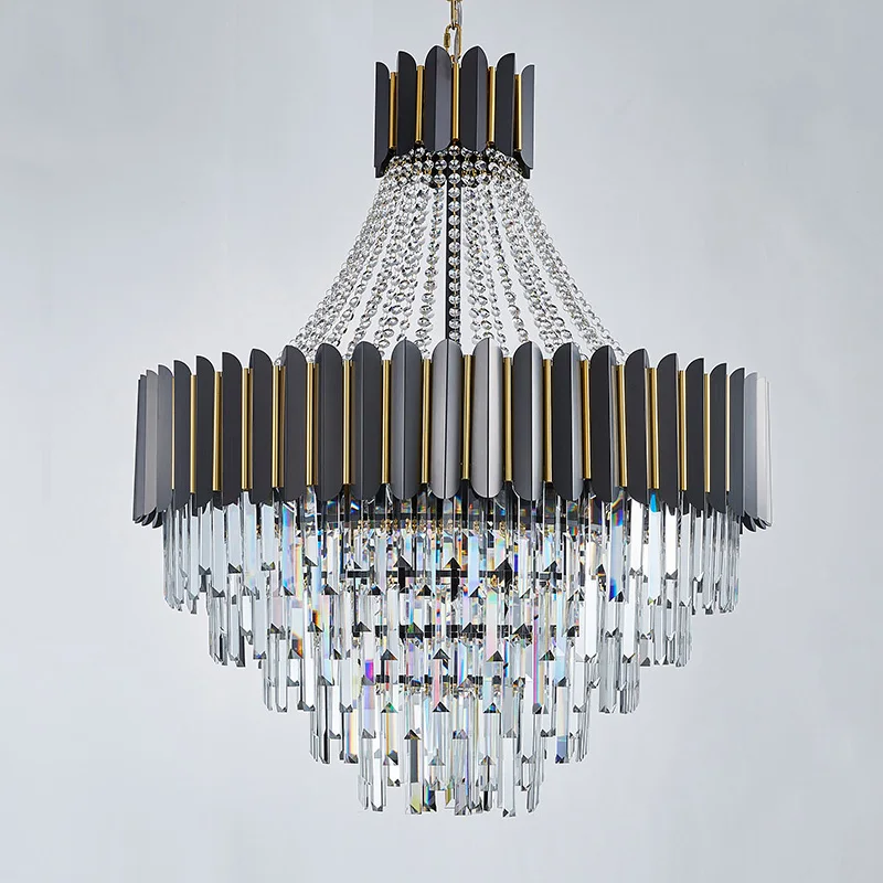 Современные Черные хрустальные люстры FKL Светодиодные Внутреннее освещение из
