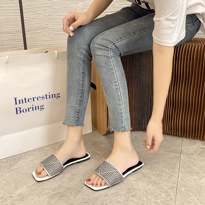 

New Slides Women Flip Flops Shoes Slippers Plus Size 35-42 Bling Women Summer Flat Shoes Sandals Ladies Slip On chanclas mujer