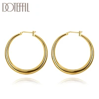doteffil 925 sterling silver classic circle hoop 18k goldrose gold earrings for women party gift fashion charm wedding jewelry