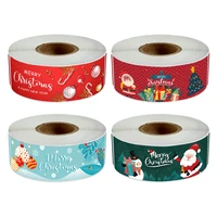 120pscroll merry christmas gift box sealing tape rectangle santa claus gift decoration package stickers label christmas tags