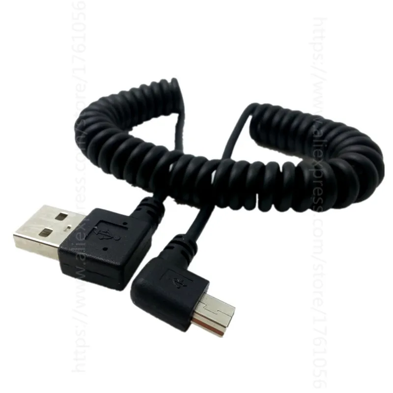 Пружинный Кабель USB 2 0 Type A с прямоугольным штекером на Mini 90 градусов для зарядки и