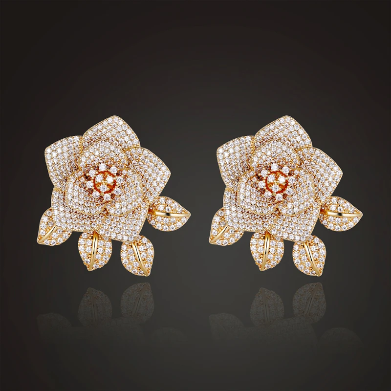 

Vanifin Fashion Jewelry Micro Inlay Variety of Colors Flowers Stud Earrings for Wedding Party trendy Luxury Earrings Gift