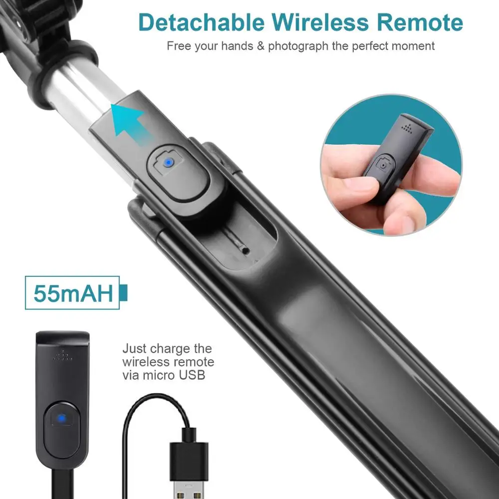 Bluetooth пульт дистанционного управления Gimbal стабилизация селфи палка со светодиодный светильник Запись видео штатив для iPhone& Andriod прямая трансляция