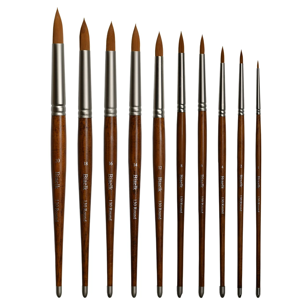 

130Round High Quality Taklon Hair Bamboo Handle Watercolor Acrylic Oil Artist Art Supplies Paint Brush