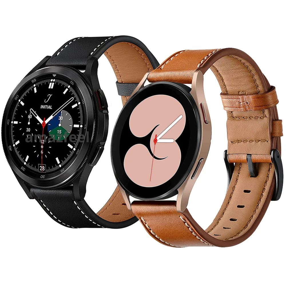 

Ремешок из натуральной кожи для наручных часов, браслет для Samsung Galaxy Watch 4 40/44 мм Classic 42/46 мм Galaxy Watch 3 45 мм
