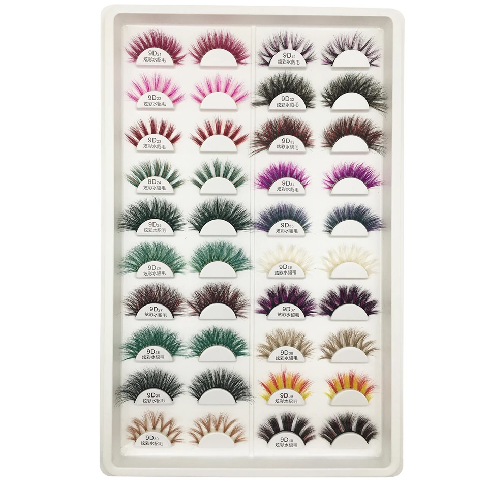 Бесплатная UPS 100 стилей пар цветные норковые ресницы 9D оптовая продажа партия