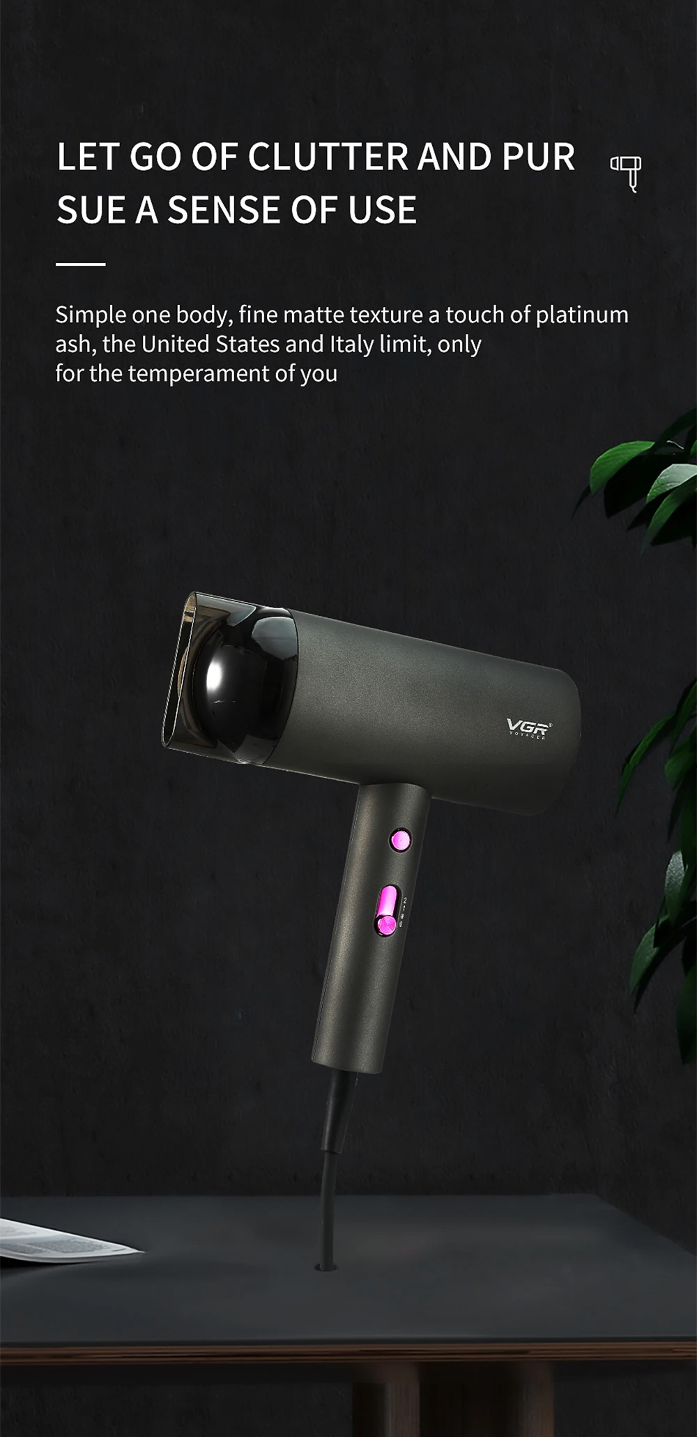 

Professional Hair Dryer High Speed Hairdryer Temeperature Control Salon Dryer Hot &Cold Wind Negative Ionic Leafless Blow Dryer