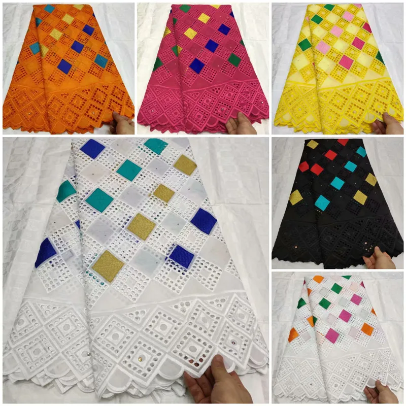 Белая африканская сухая кружевная ткань швейцарская вуаль с камнями швейцарское