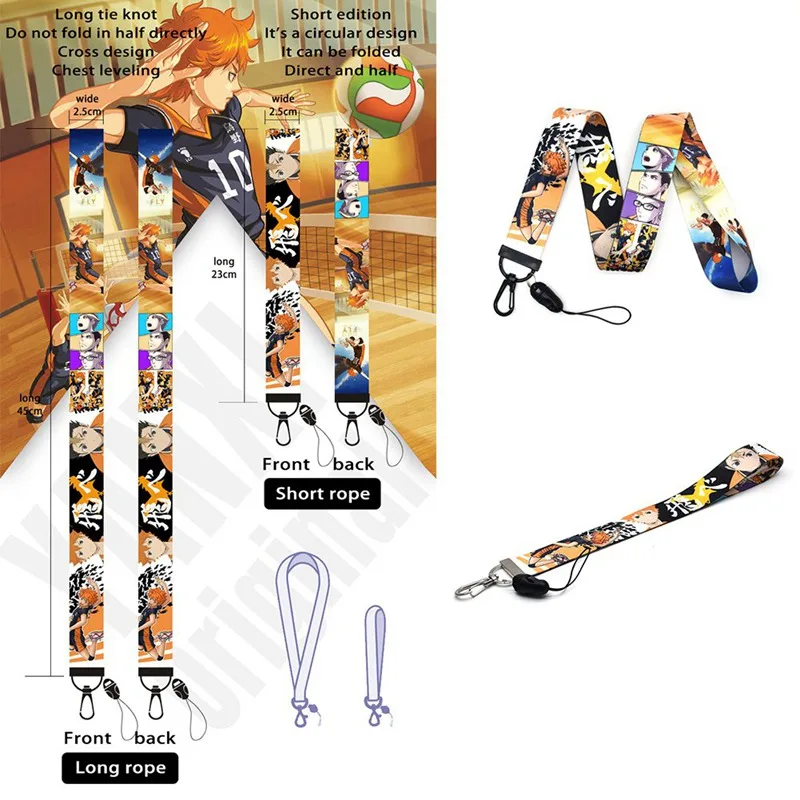 

Haikyuu!! Anime Lanyard Cartoon Mobile Phone Neck Straps Lanyard Hand Rope for ID Card Badge Holders Keychain Phone Hanging Rope