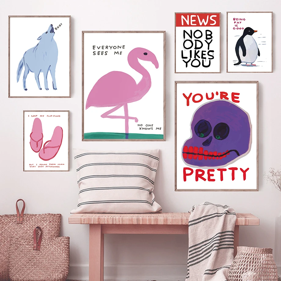 Абстрактные выставочные плакаты Shrigley пингвин волк фламинго тигр медведь