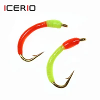 icerio 8pcs buzzer nymph flies trout fishing fly lures 12