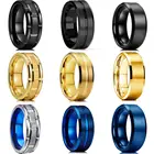 Мужское матовое кольцо из нержавеющей стали 8 мм, золотое, черное, серебряное, цветное кольцо из карбонового волокна со скошенными краями, Прямая поставка