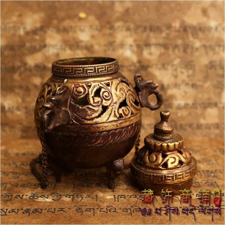 Непальская подвесная курильница из чистой меди/коробка для благовоний скрытая