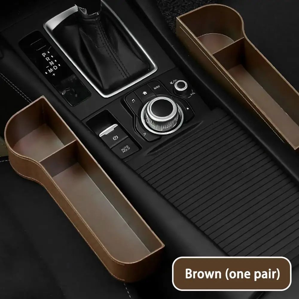 

2Pcs Car Seat Gap Organizer Storage Box PU Leather Pocket Left/Right Case For Phone Bottle Cups Box Coins Cigarette Keys Holder