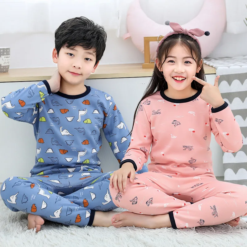 Детский Теплый пижамный комплект бархатная одежда осенняя для сна мальчиков и