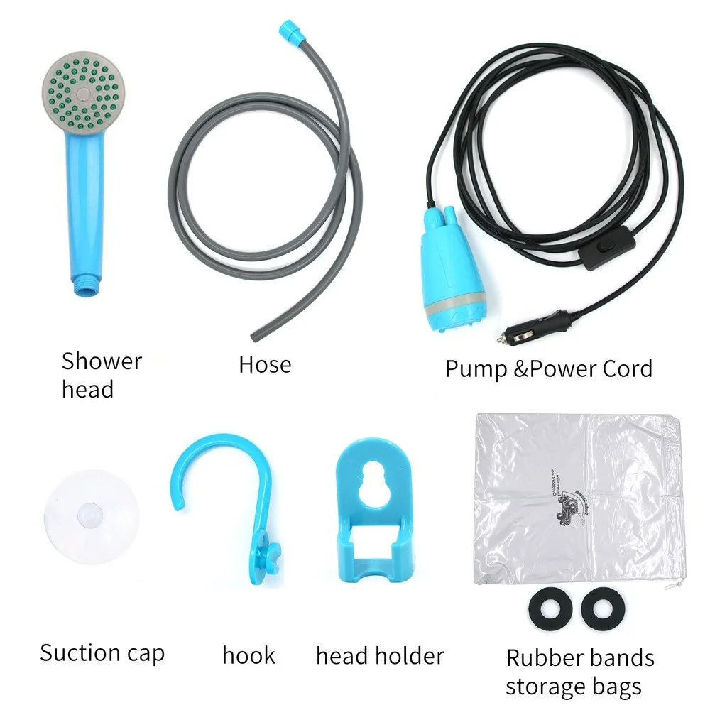

Rechargeable Handheld Shower Nozzles Kit Outdoor Camping Bathing Portable Shower Head with Hook Pump Hose Rainfall Tool