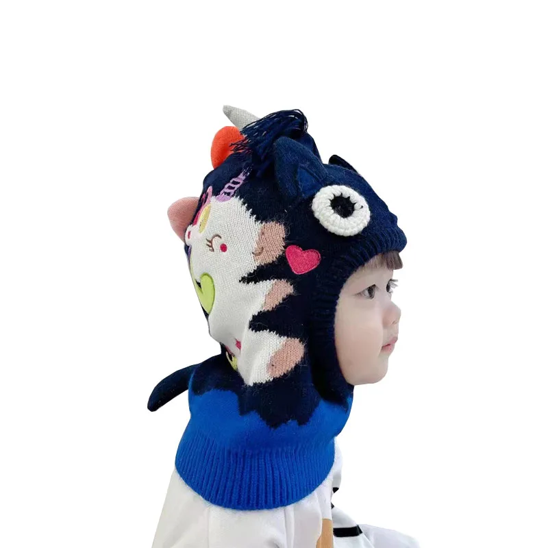 

New Fashion Baby Cap Set Velvet Dinosaur Unicorn Baby Head Cover Winter Keep Warm Beanies Sets Plush Children Hat Hooded Scarf