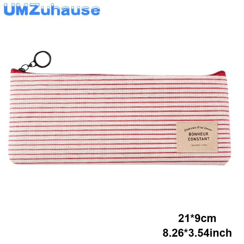 Medium red striped Кошелек для карандашей, сумка для хранения документов, косметичка, Полосатый чехол, органайзер, домашняя ручка школы офиса, Настольный Органайзер - Цвет: Medium red striped