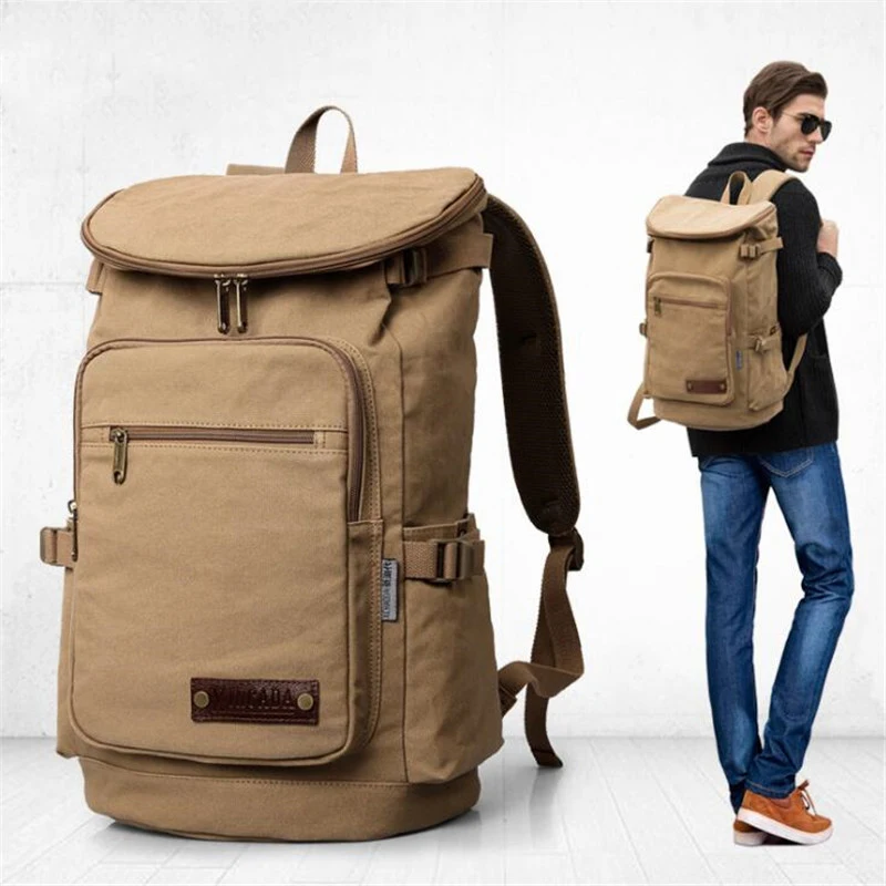 Винтажный холщовый рюкзак для мужчин и женщин 15 дюймов ноутбука мужской большая