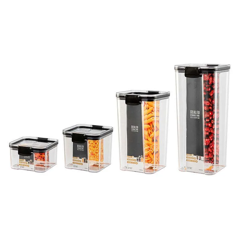 

700/1300/1800ML Transparent Sealed Jar Plastic Kitchen Storage Box Nut Coffee Bean Storage Jar Household Grain Storage Box