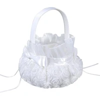 silk flower girl baskets for weddings wedding flower basket with handle white ceremony party decor