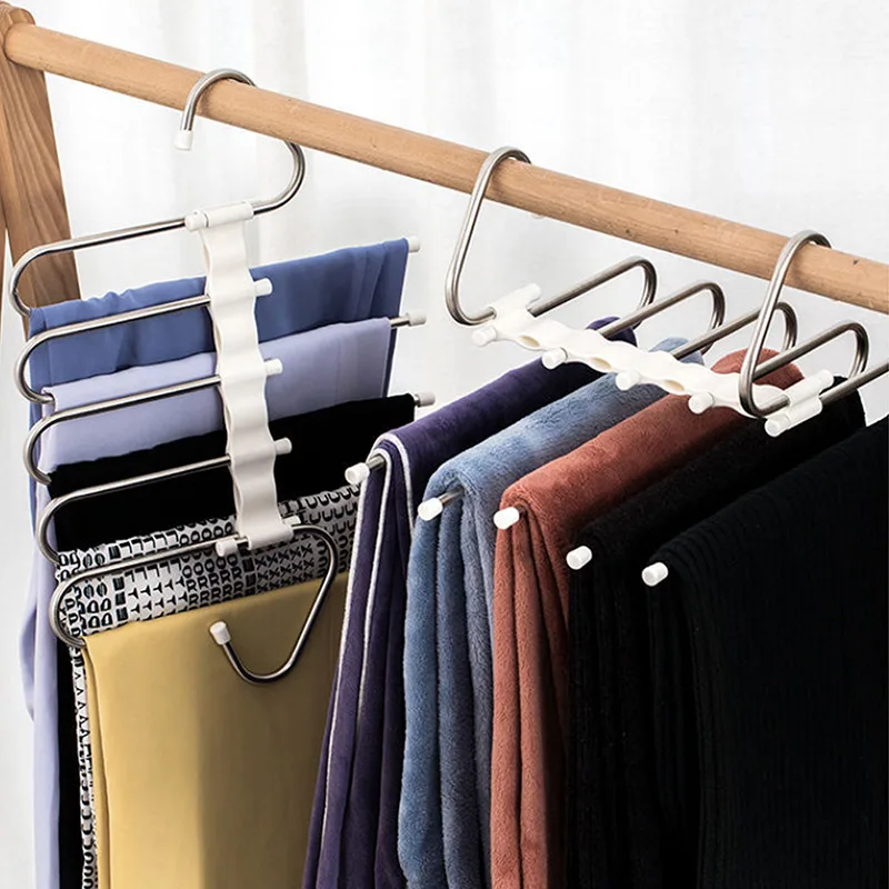 

5 in 1 Pant Rack Hanger for Clothes Organizer Stainless Steel Shelf Closet Storage Organizer Multifunction Magic Trouser Hanger