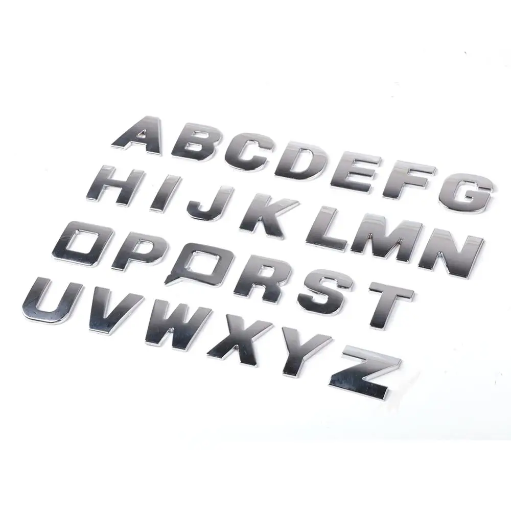 25MM Car Stickers 3D DIY Metallic Alphabet Sticker Emblem Letter Silver Badge Decoration For Cars Accesorios Auto Logo Styling - купить по